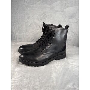 AllSaints Whitmore Boots Mens Size 10 Black Leather Moto Combat Side Zip